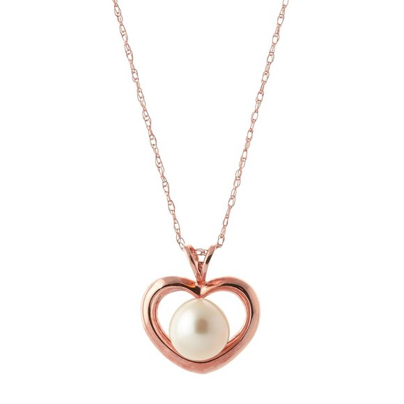 Galaxy Gold Products Jewelry - 14K. SOLID GOLD HEART NECKLACE WITH NATURAL PEARL